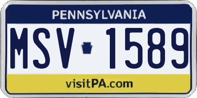 PA license plate MSV1589