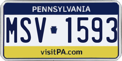 PA license plate MSV1593