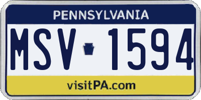 PA license plate MSV1594