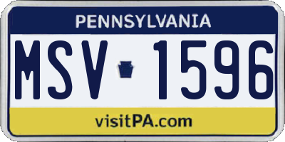 PA license plate MSV1596