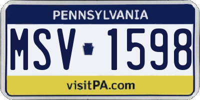 PA license plate MSV1598