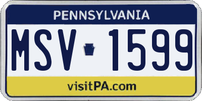PA license plate MSV1599