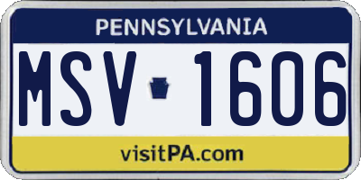 PA license plate MSV1606