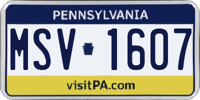 PA license plate MSV1607
