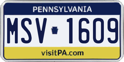 PA license plate MSV1609