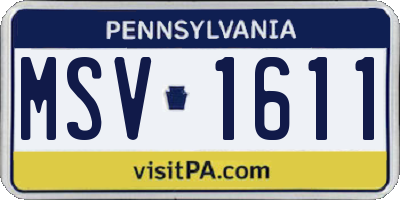 PA license plate MSV1611
