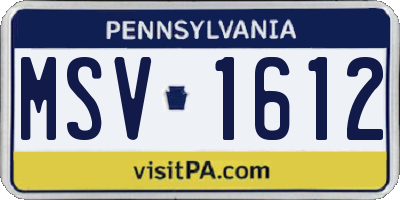 PA license plate MSV1612