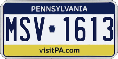 PA license plate MSV1613