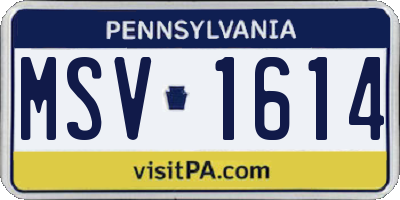 PA license plate MSV1614