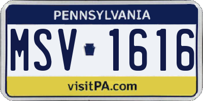 PA license plate MSV1616
