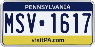 PA license plate MSV1617