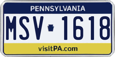 PA license plate MSV1618