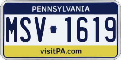 PA license plate MSV1619