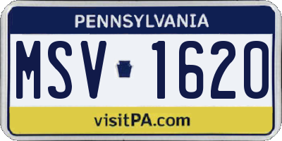 PA license plate MSV1620