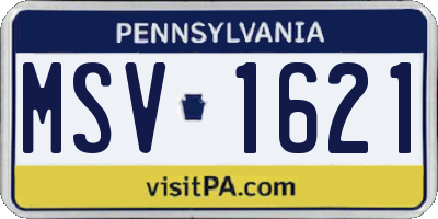 PA license plate MSV1621