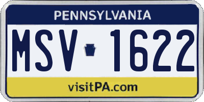 PA license plate MSV1622