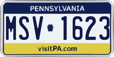 PA license plate MSV1623