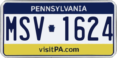 PA license plate MSV1624