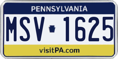 PA license plate MSV1625