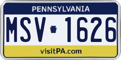 PA license plate MSV1626