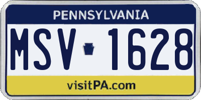 PA license plate MSV1628