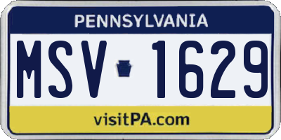 PA license plate MSV1629
