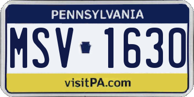 PA license plate MSV1630