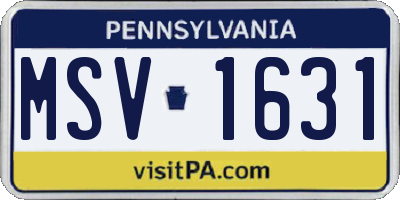 PA license plate MSV1631
