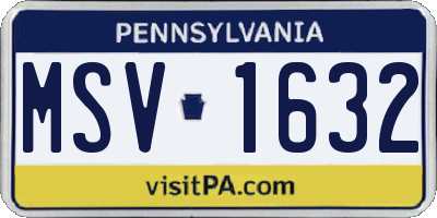 PA license plate MSV1632