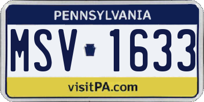 PA license plate MSV1633