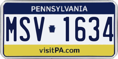 PA license plate MSV1634