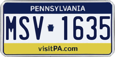 PA license plate MSV1635