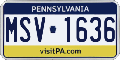 PA license plate MSV1636