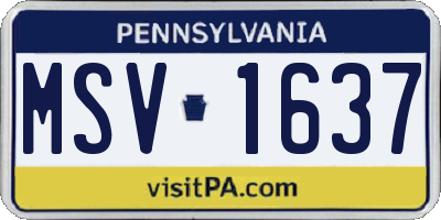 PA license plate MSV1637
