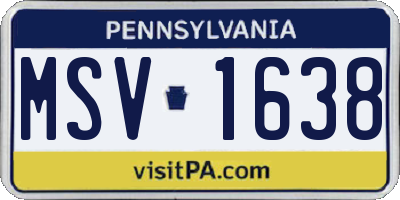 PA license plate MSV1638