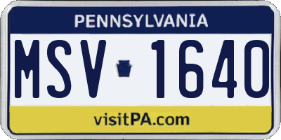 PA license plate MSV1640