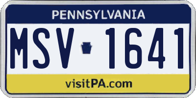 PA license plate MSV1641