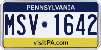 PA license plate MSV1642