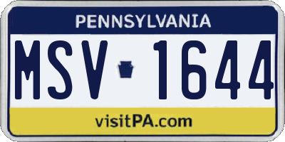 PA license plate MSV1644