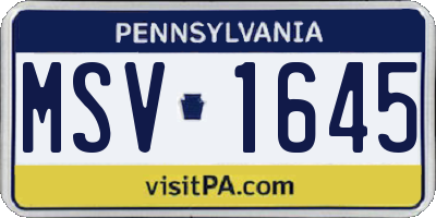 PA license plate MSV1645