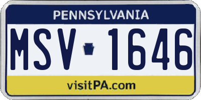 PA license plate MSV1646