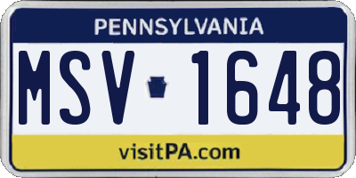 PA license plate MSV1648