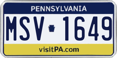 PA license plate MSV1649
