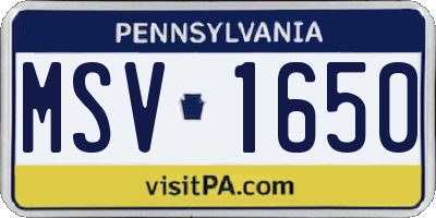 PA license plate MSV1650