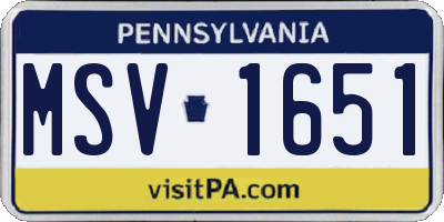 PA license plate MSV1651