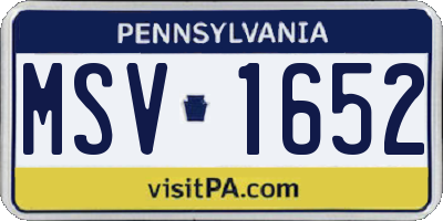 PA license plate MSV1652