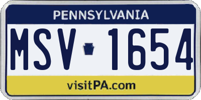 PA license plate MSV1654