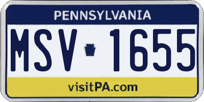 PA license plate MSV1655