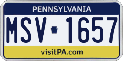 PA license plate MSV1657