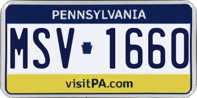 PA license plate MSV1660